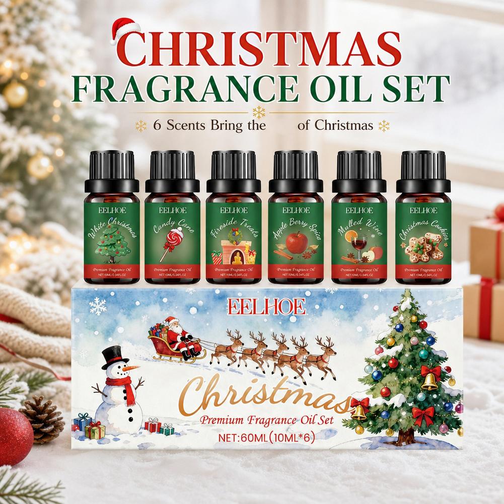Home Fragrance Gift - 6-in-1 Aromatherapie Essentiële Kerstcadeauset, Langdurige Geur,