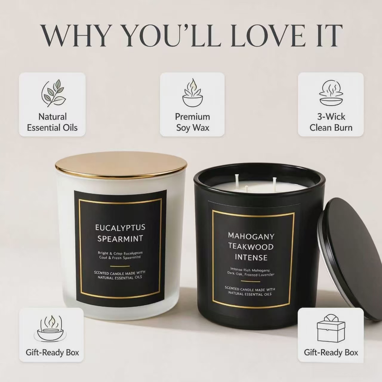 Geurkaarsen, romantische lucht - Home Fragrance Usa recensie en prijs